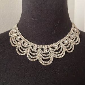 Antique Silver plate rhinestone choker.